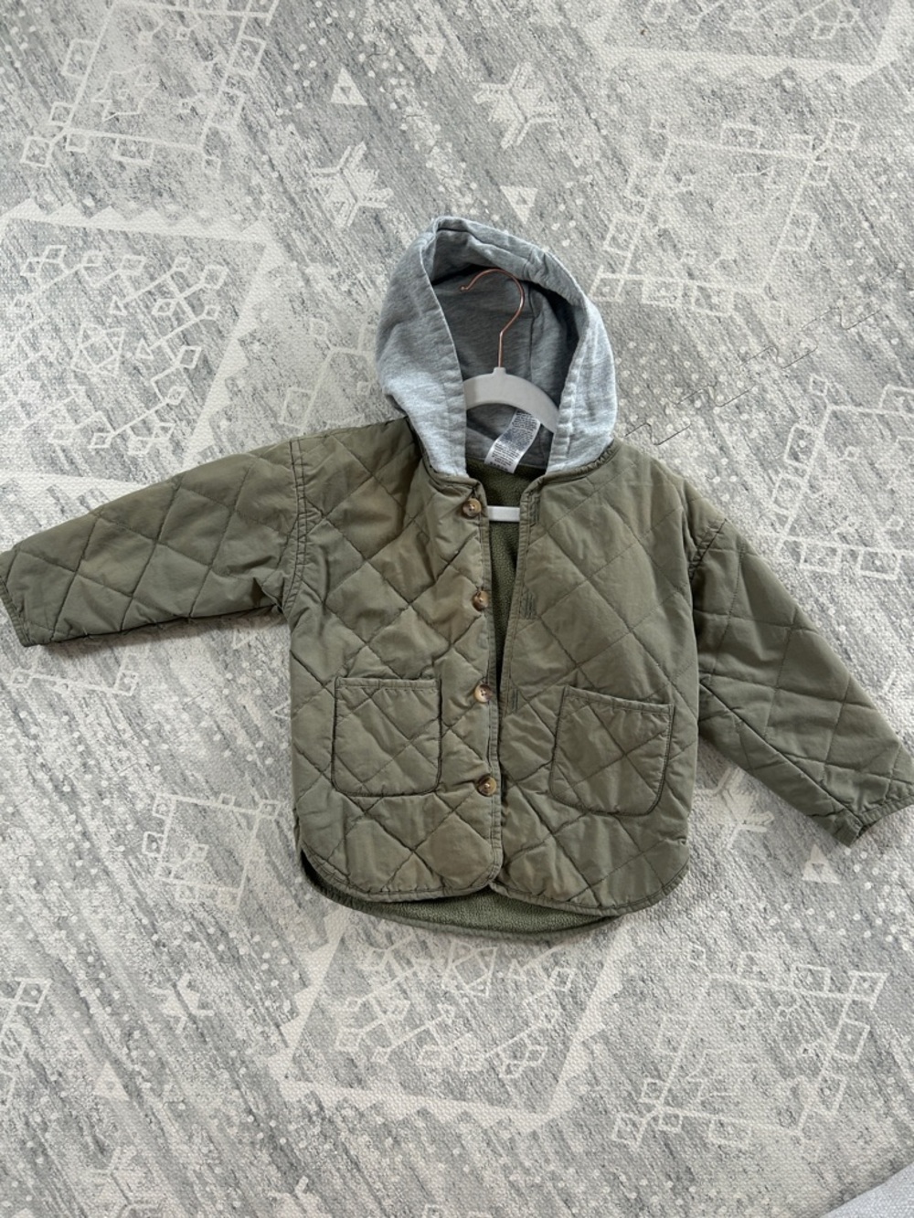 Gerber Kids Quilted Hooded Jacket - Olive Green size 24m